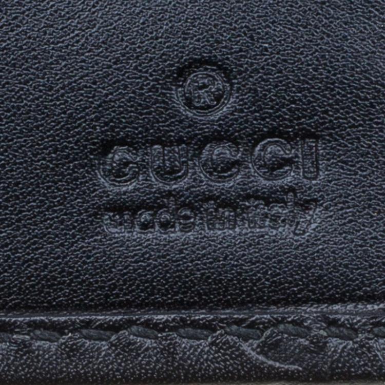 Pre Owned Gucci Black Guccissima Leather Wallet On Chain