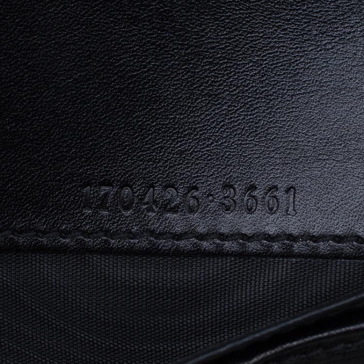 Pre Owned Gucci Black Guccissima Leather Wallet On Chain