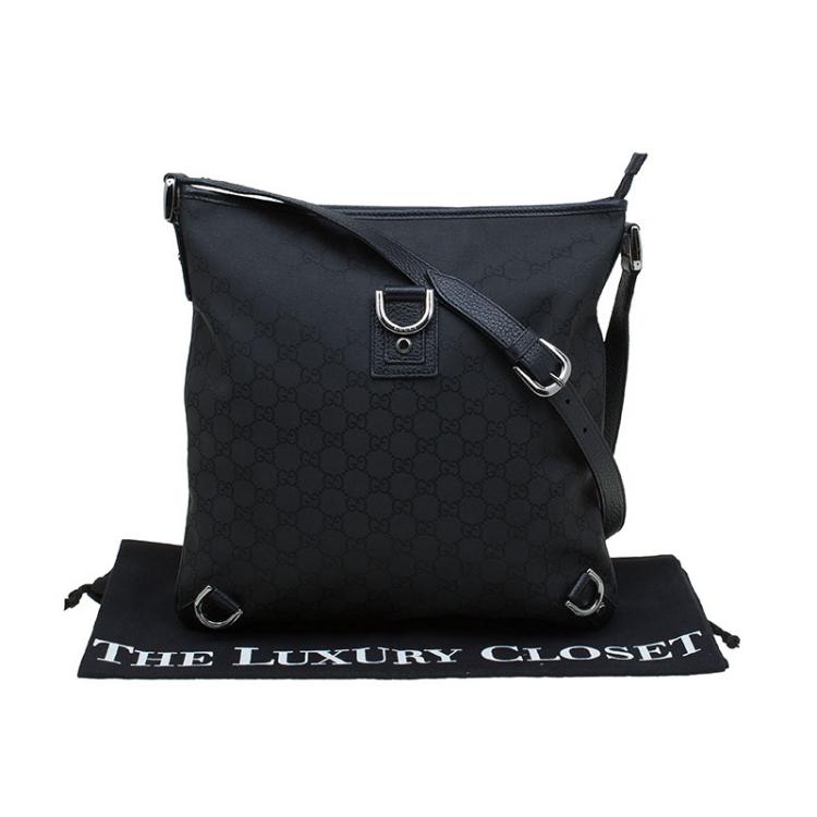 gucci black leather crossbody bag