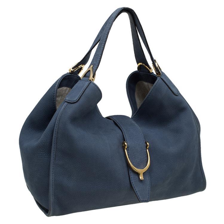 مملوكة مسبقًا Gucci Blue Soft Leather Stirrup Top Handle Bag