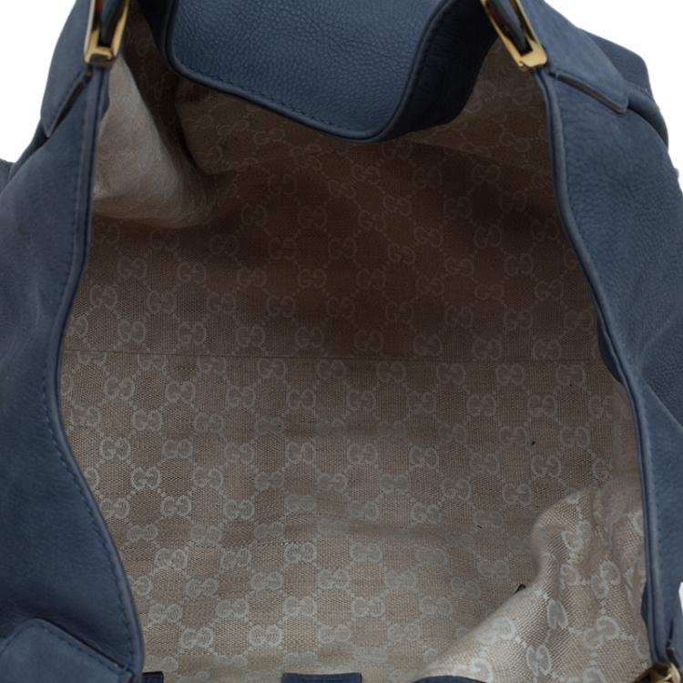 مملوكة مسبقًا Gucci Blue Soft Leather Stirrup Top Handle Bag