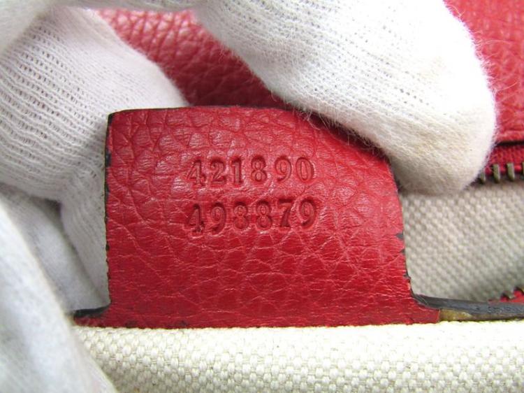Pre Owned Gucci Red Leather GG Marmont Top Handle Bag