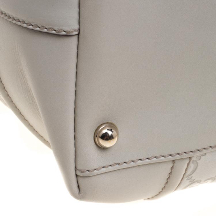 مملوكة مسبقًا Gucci Off White Guccissima Leather Large Web Treasure Boston Bag