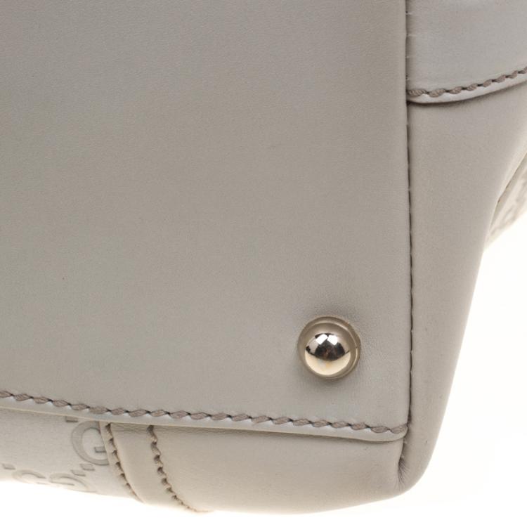 مملوكة مسبقًا Gucci Off White Guccissima Leather Large Web Treasure Boston Bag