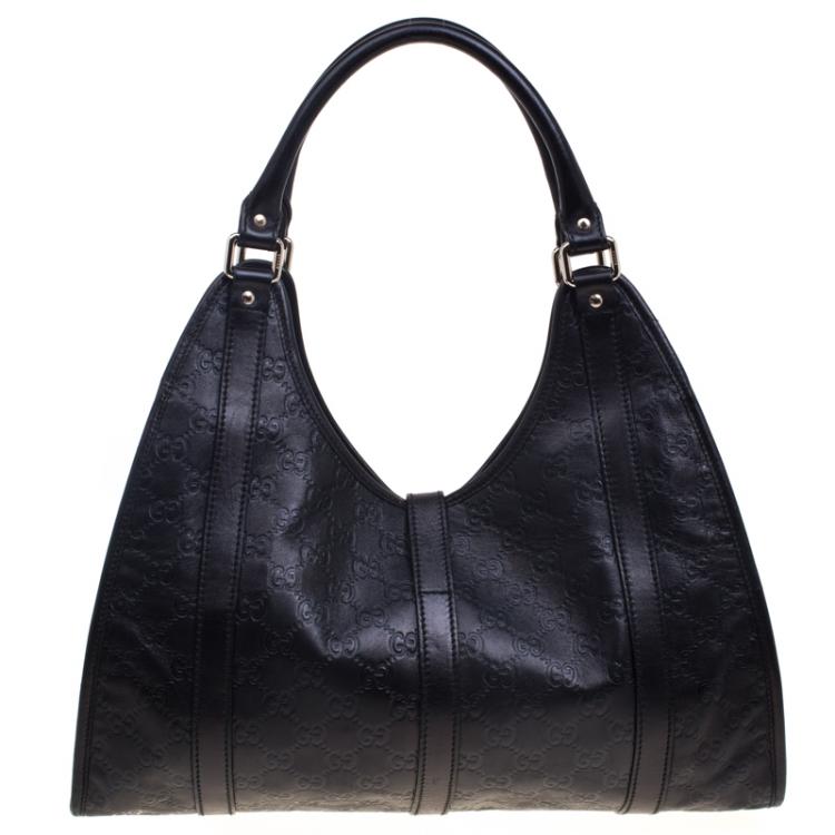 Pre Owned Gucci Black Guccissima Leather Bardot Joy Tote