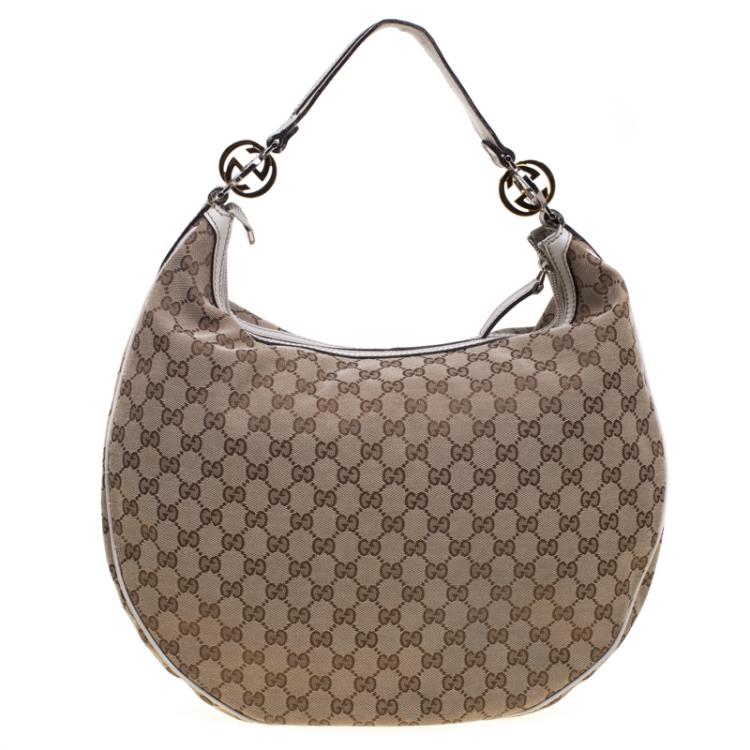 Gucci Black/Beige GG Canvas Large GG Twins Hobo Gucci