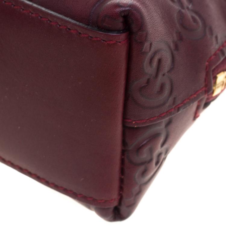 Pre Owned Gucci Burgundy Guccissima Leather Cosmetics Pouch