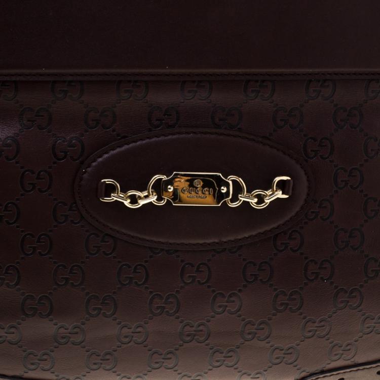 Pre Owned Gucci Mahogany Brown Guccissima Leather Medium Punch Tote
