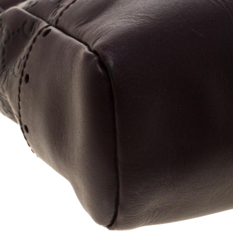 Pre Owned Gucci Mahogany Brown Guccissima Leather Medium Punch Tote