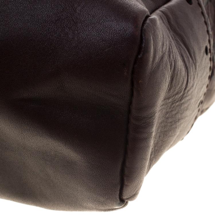 Pre Owned Gucci Mahogany Brown Guccissima Leather Medium Punch Tote