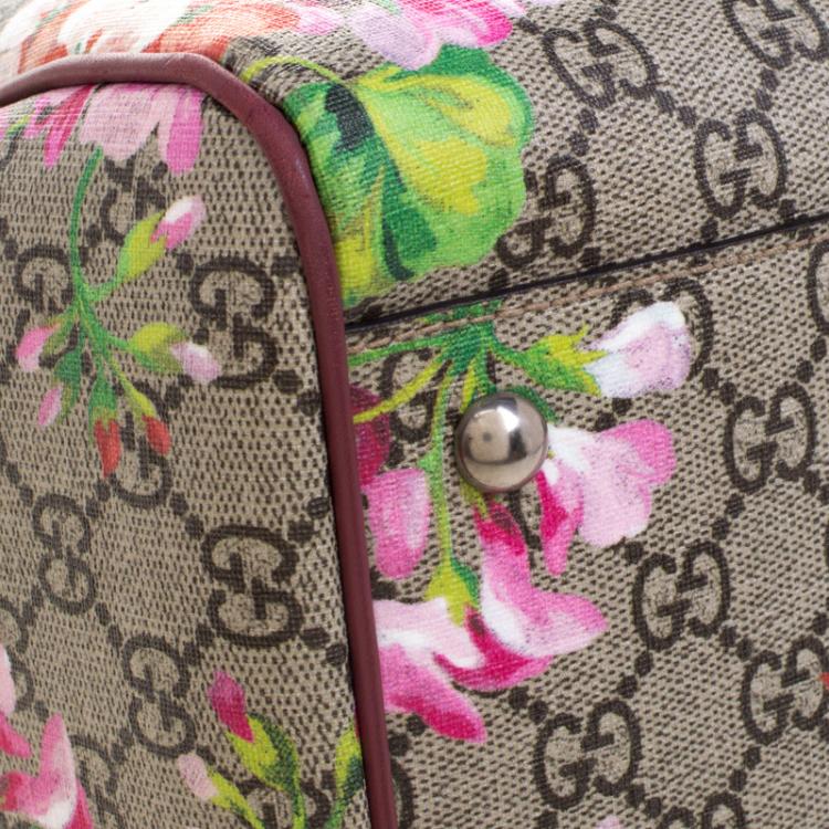 مملوكة مسبقًا Gucci Pink GG Supreme Canvas Medium Blooms Boston Bag