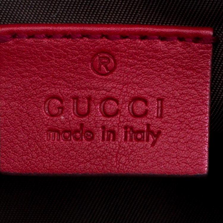 Pre Owned Gucci Red Guccissima Leather Interlocking G Wristlet Pouch