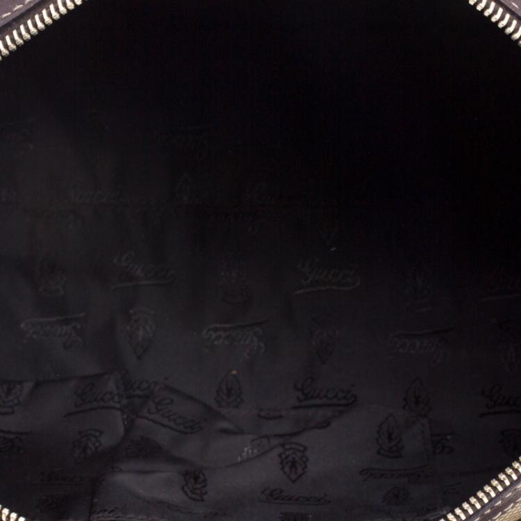 Pre Owned Gucci Beige/Brown GG Crystal Canvas Medium Duchessa Boston Bag 