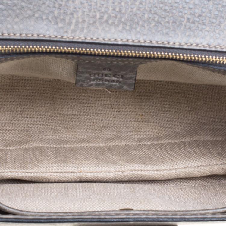Pre Owned Gucci Pale Green Leather Tassel New Bamboo Top Handle Bag