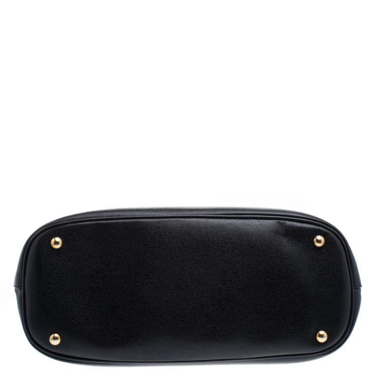 Pre Owned Gucci Black Leather Bright Bit Jasmine Top Handle Bag