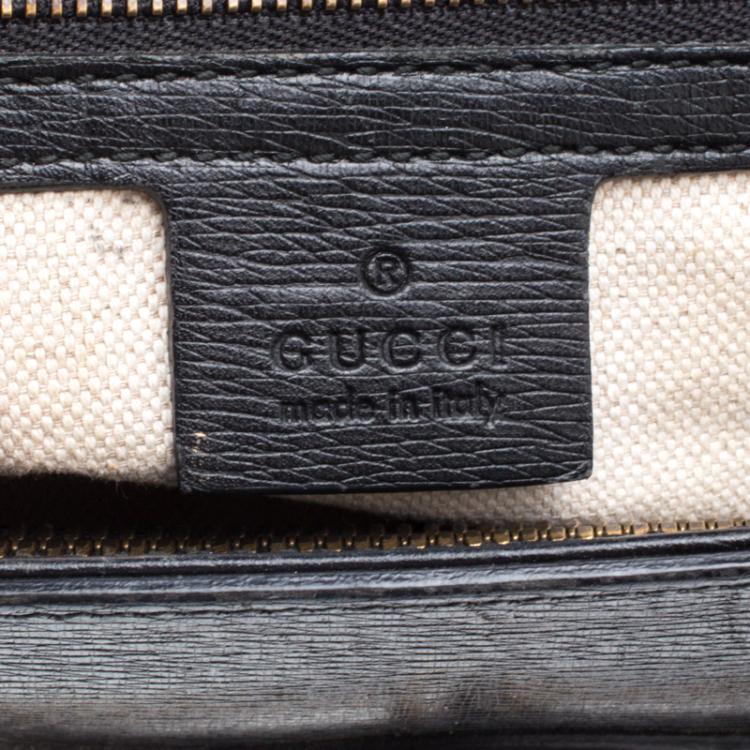 Pre Owned Gucci Black Leather Bright Bit Jasmine Top Handle Bag