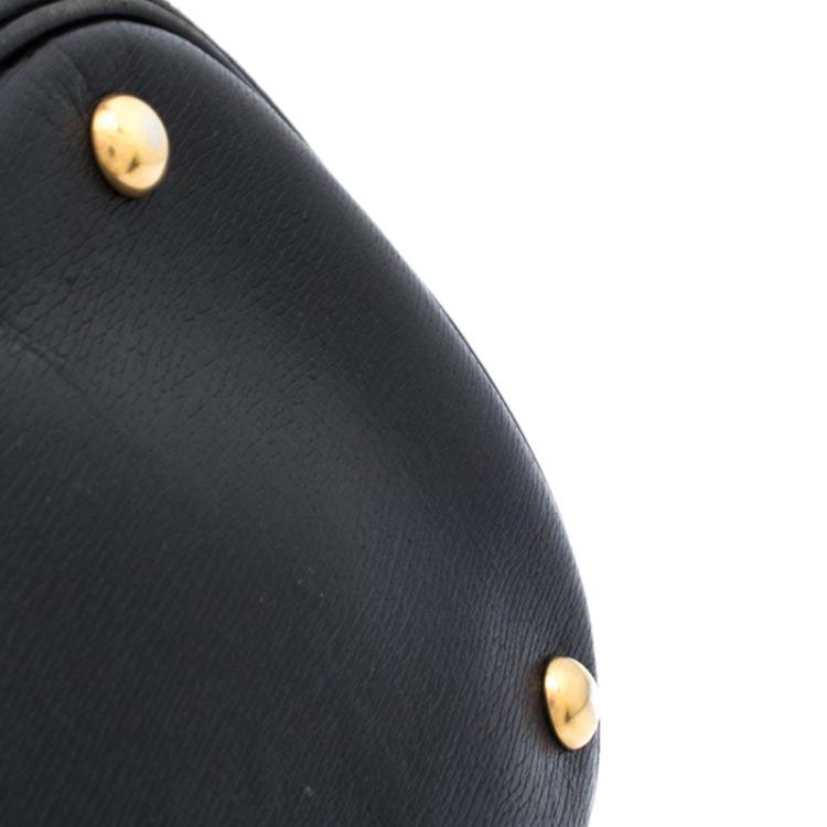 Pre Owned Gucci Black Leather Bright Bit Jasmine Top Handle Bag