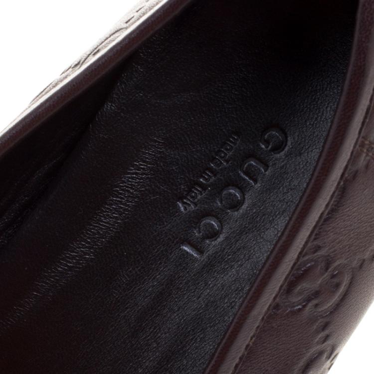 Pre Owned Gucci Brown Guccissima Leather Horsebit Driving Loafers Size 38.5