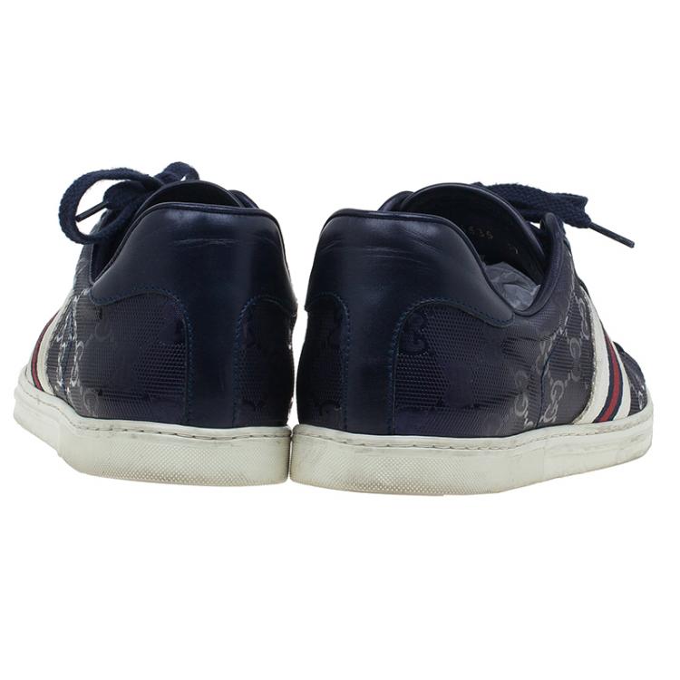 Pre Owned Gucci Blue Leather Guccissima Sneakers Size 37 