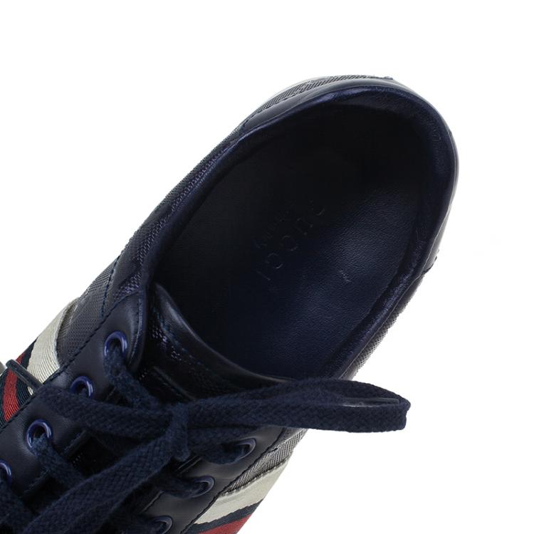 Pre Owned Gucci Blue Leather Guccissima Sneakers Size 37 