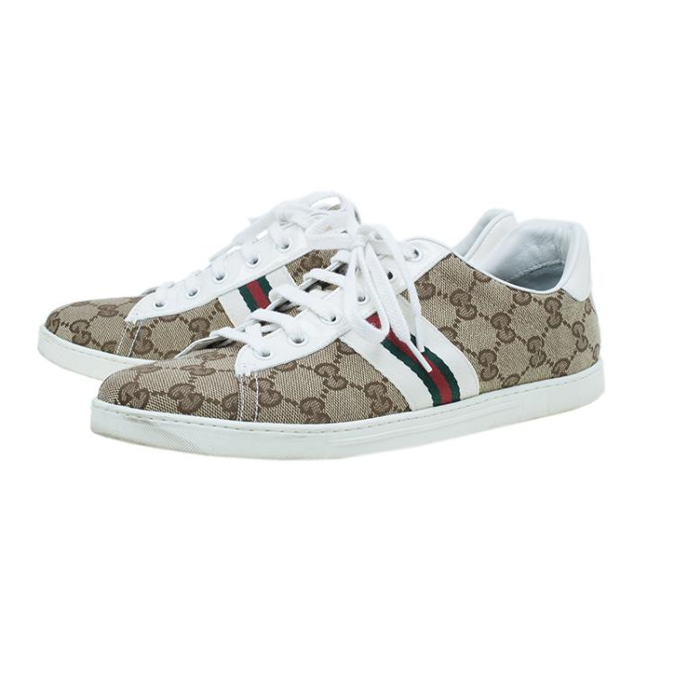 Pre Owned Gucci Guccissima Canvas Web Detail Sneakers Size 38.5