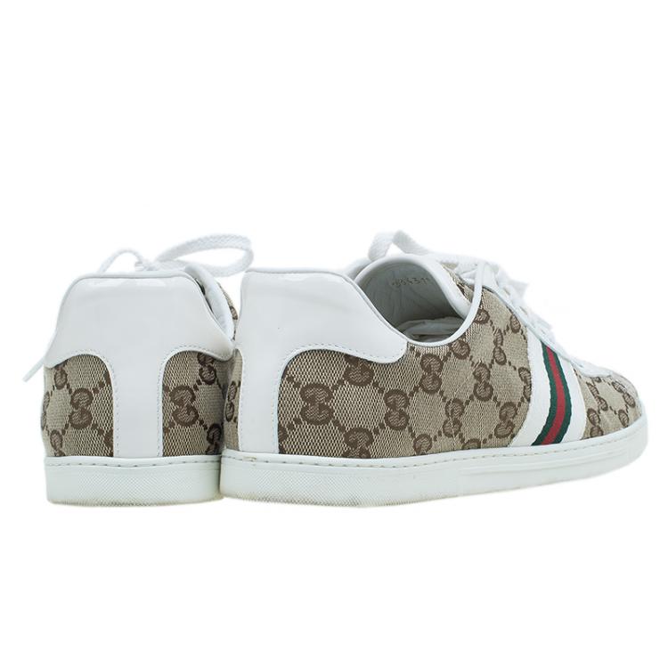 Pre Owned Gucci Guccissima Canvas Web Detail Sneakers Size 38.5