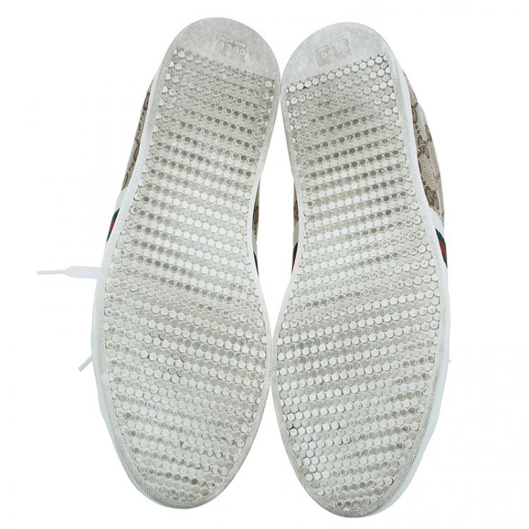 Pre Owned Gucci Guccissima Canvas Web Detail Sneakers Size 38.5