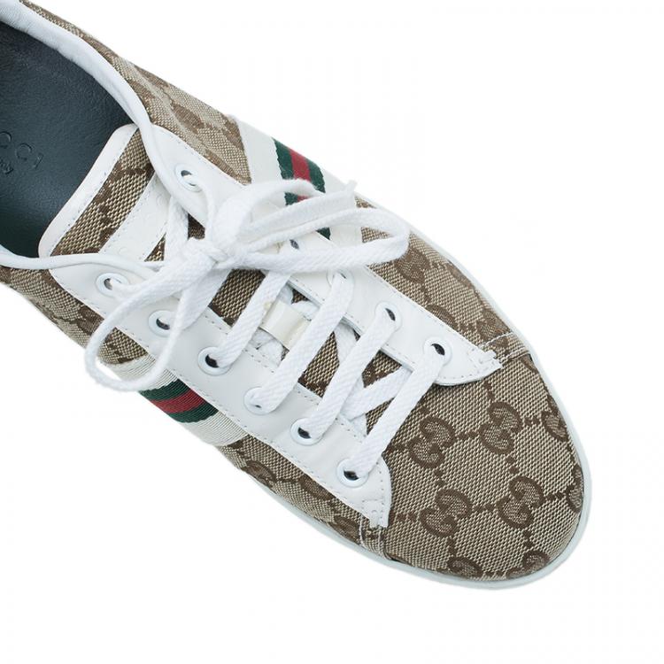 Pre Owned Gucci Guccissima Canvas Web Detail Sneakers Size 38.5
