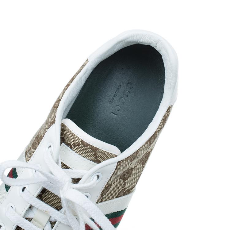 Pre Owned Gucci Guccissima Canvas Web Detail Sneakers Size 38.5