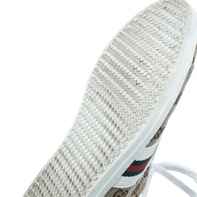 Pre Owned Gucci Guccissima Canvas Web Detail Sneakers Size 38.5