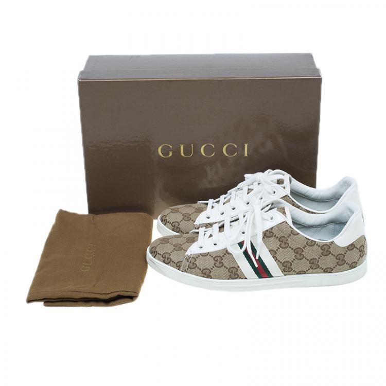 Pre Owned Gucci Guccissima Canvas Web Detail Sneakers Size 38.5