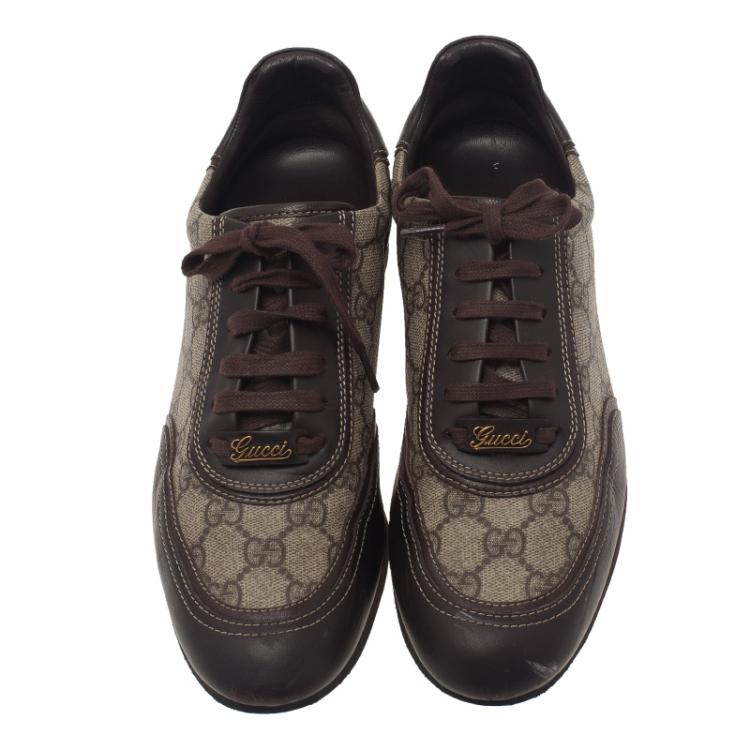 Pre Owned Gucci Beige Guccissima Canvas and Leather Sneakers Size 39 
