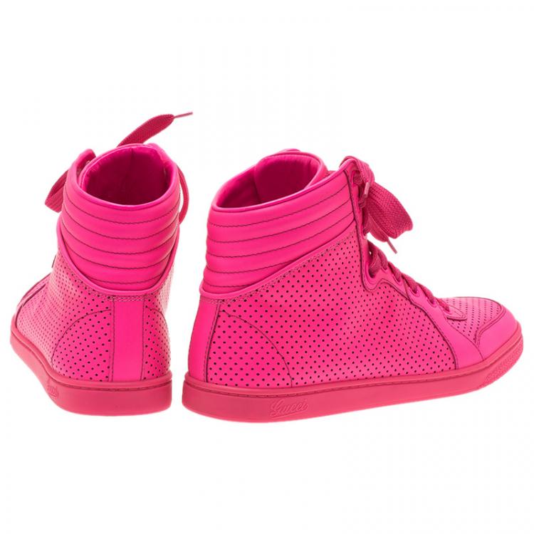 neon pink gucci sneakers