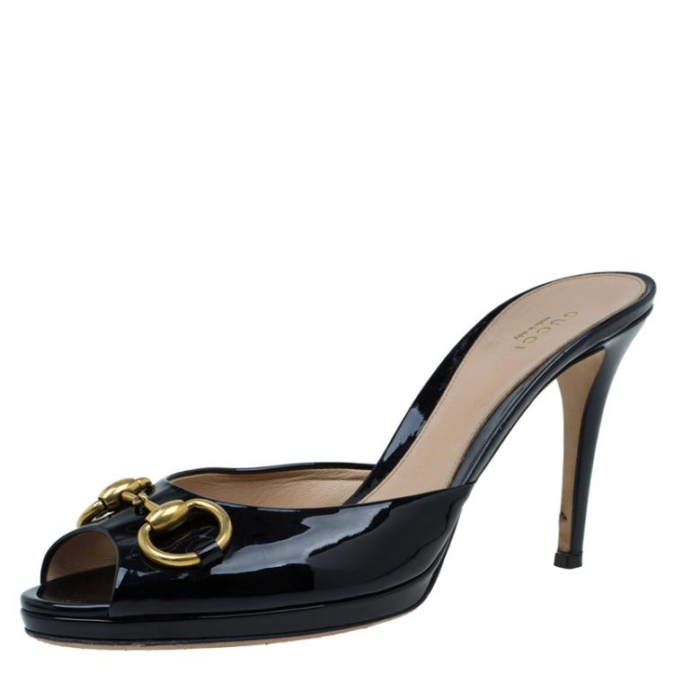 Gucci patent leather mules Clearance