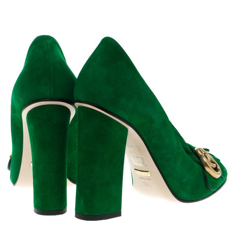 emerald block heels