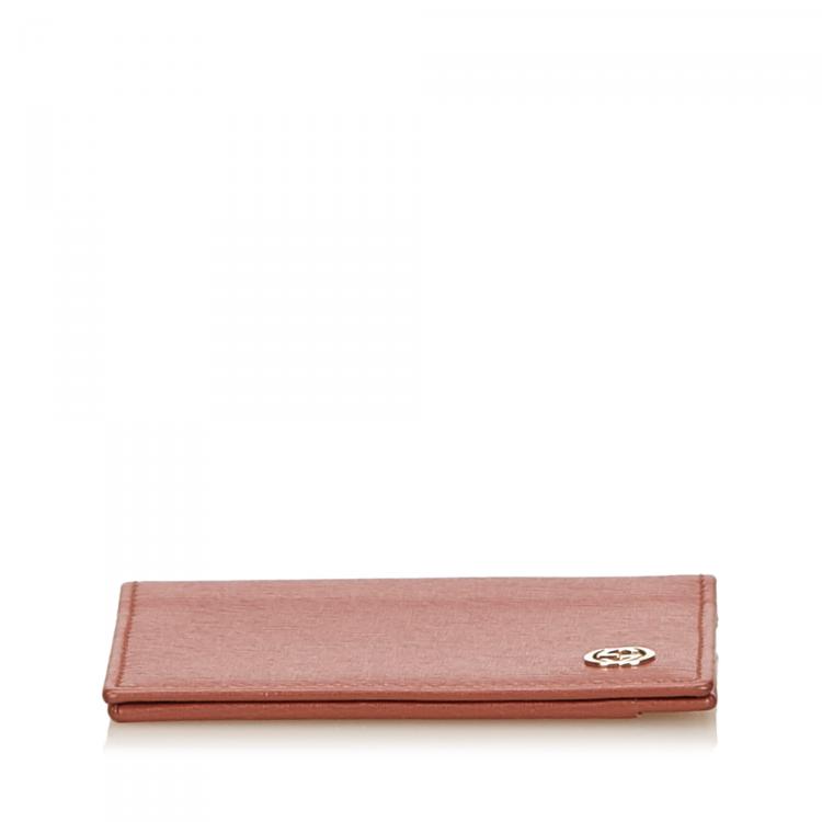 Pre Owned Gucci Brown Leather Interlocking GG Passport Cover