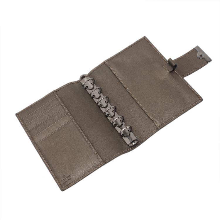 Pre Owned Gucci Metallic Brown Guccissima Leather Organizer 