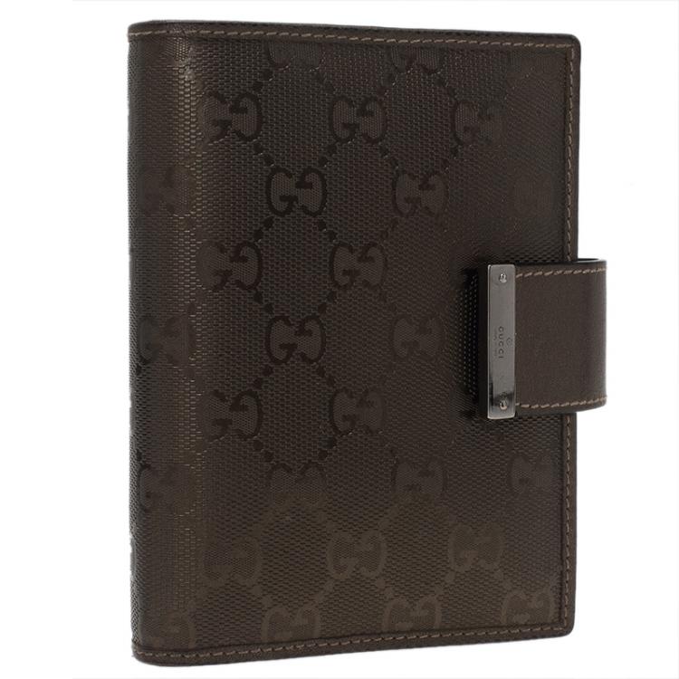 Pre Owned Gucci Metallic Brown Guccissima Leather Organizer 