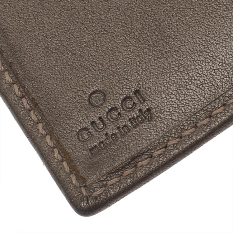 Pre Owned Gucci Metallic Brown Guccissima Leather Organizer 