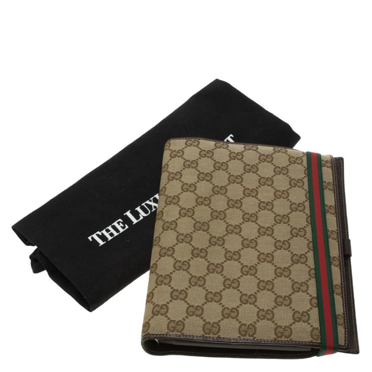 Pre Owned Gucci Beige Guccissima Canvas and Leather Agenda