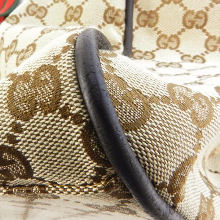 Pre Owned Gucci Beige/Ebony GG Canvas Collapsible Carry-On Duffel Bag