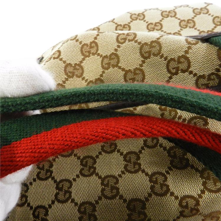 Pre Owned Gucci Beige/Ebony GG Canvas Collapsible Carry-On Duffel Bag
