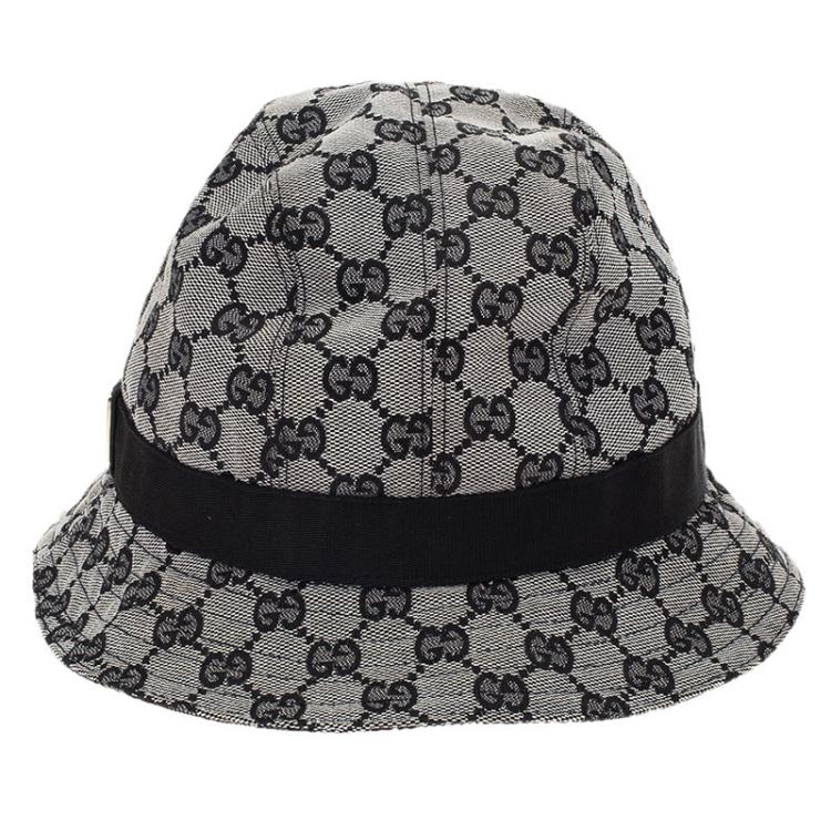 Pre Owned Gucci Grey GG Monogram Bucket Hat Size M
