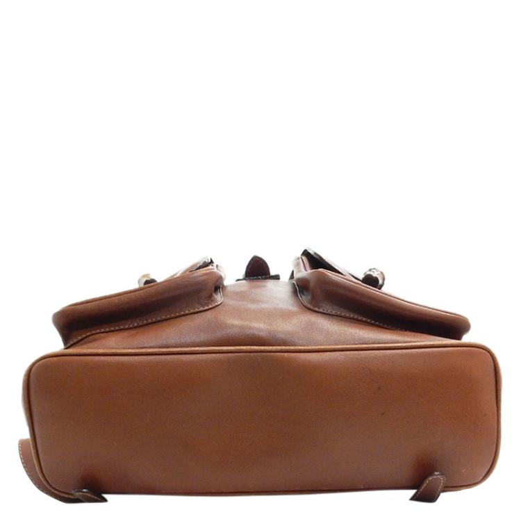 Pre Owned Gucci Brown Leather Bamboo Backpack