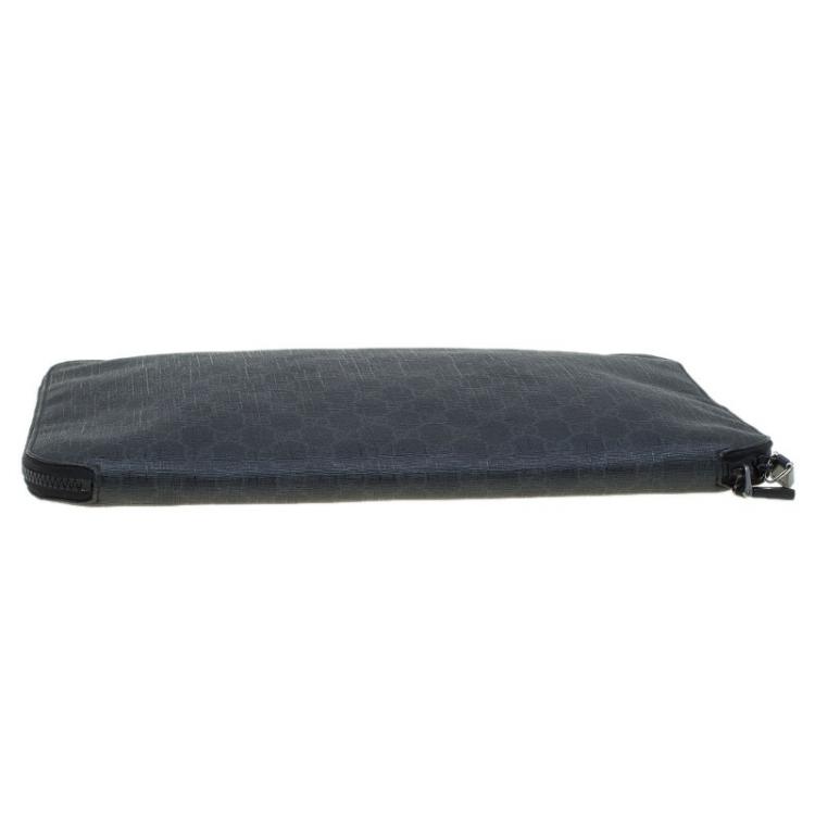 Pre Owned Gucci Dark Grey GG Supreme Canvas Portfolio