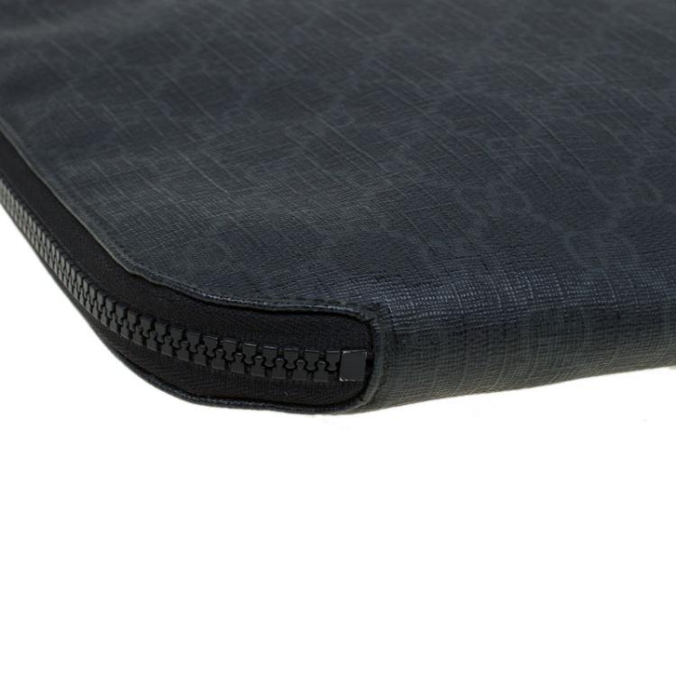 Pre Owned Gucci Dark Grey GG Supreme Canvas Portfolio