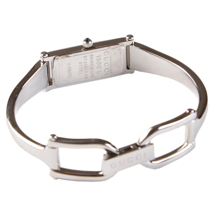 Pre Owned Gucci Silver Stainless Steel G-Frame Women's Wristwatch 14MM