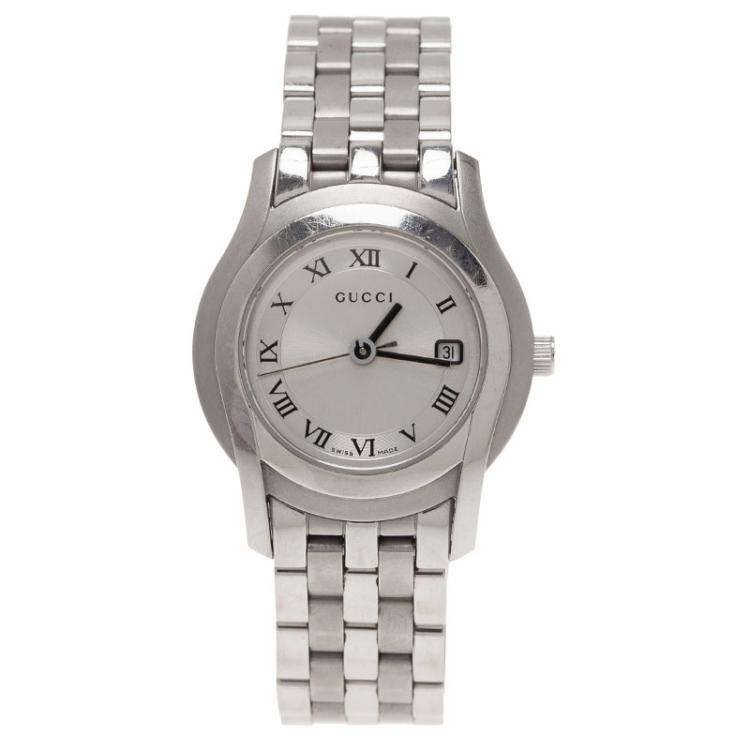Pre Owned Gucci Silver Stainless Steel 5500L Women's Wristwatch 28MM