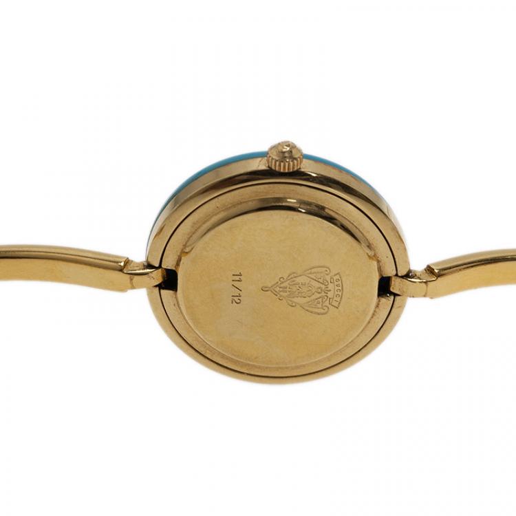Pre Owned Gucci White Gold-Plated Stainless Steel 11/12 Women's Wristwatch 24MM
