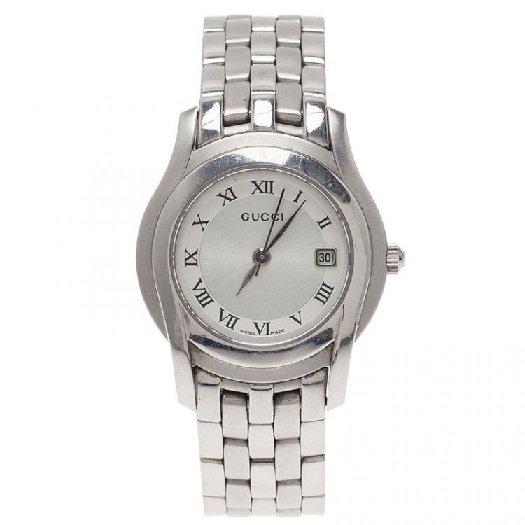 Pre Owned Gucci Silver Stainless Steel 5500L Women's Wristwatch 24MM